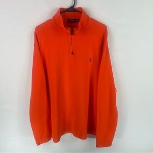 Polo Ralph Lauren Long Sleeve Pullover 1/4 Zip Sweater Men’s XL Orange Pony